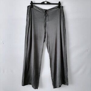 Signe Womens Iron Gray High Rise Drawstring Waist Wide Leg Trouser Pant Size L